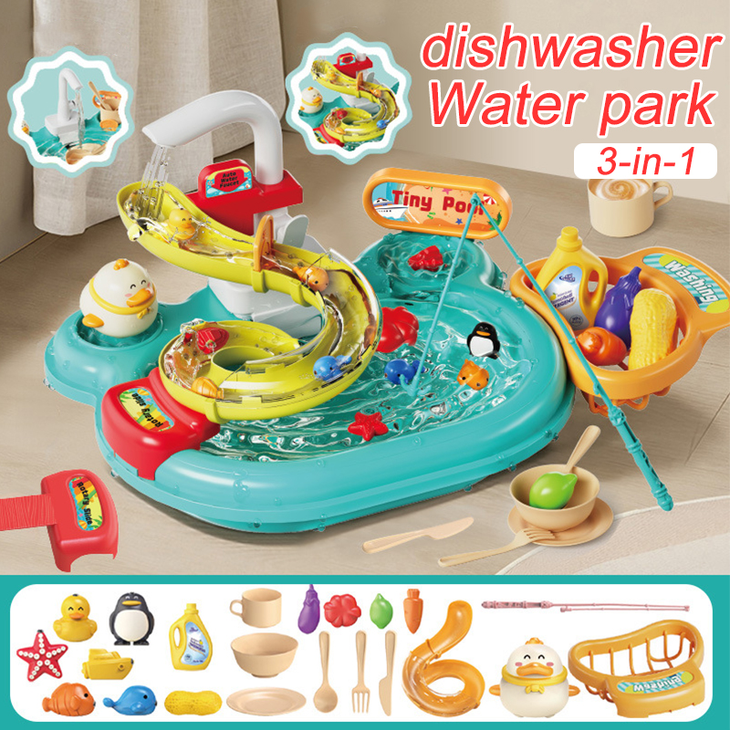 Fishing Equipment For Kids - Children Puzzle Pretend Play Toys Dishwashing