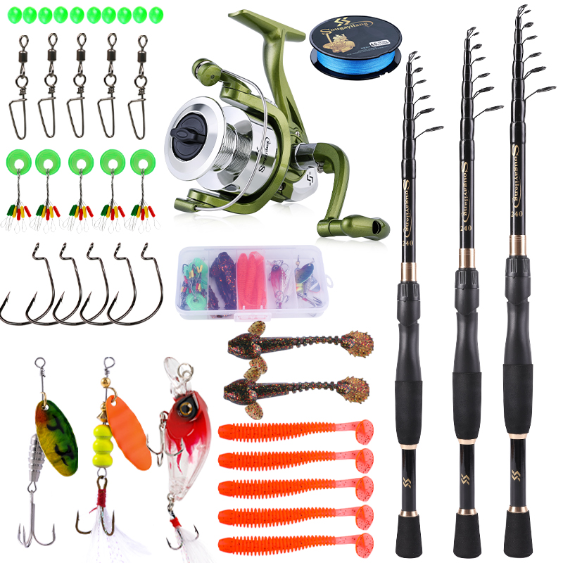 Fishing Equipment For Kids - Sougayilang Telescopic Fishing Combo 1.8-2.4m Carbon