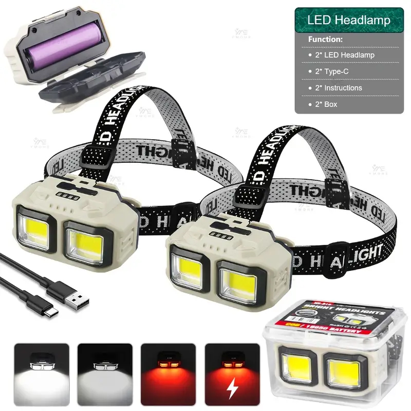 COB LED Headlamp Rechargeable  - Fishing Headlamp のレビューと価格