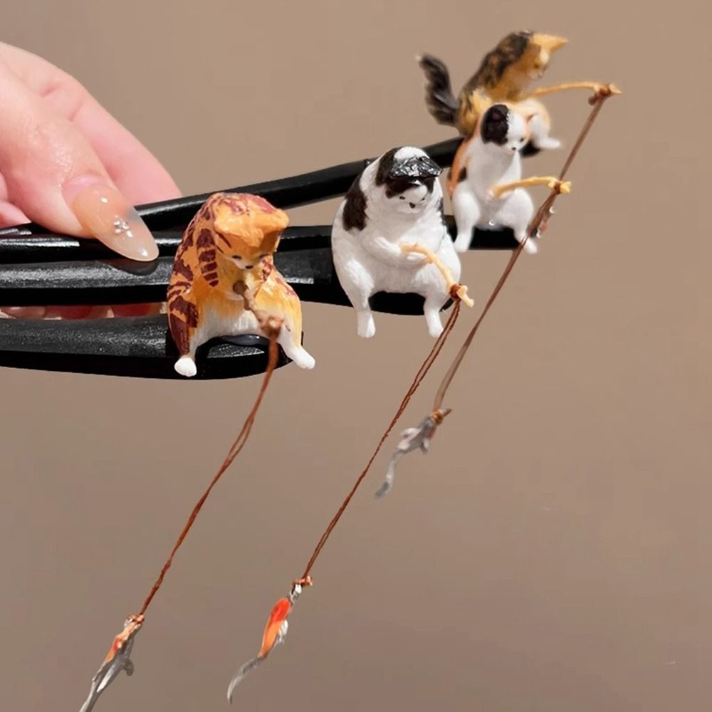 Cute Cat Fishing Wooden Hair S - Fishing Equipment For Kids のレビューと価格