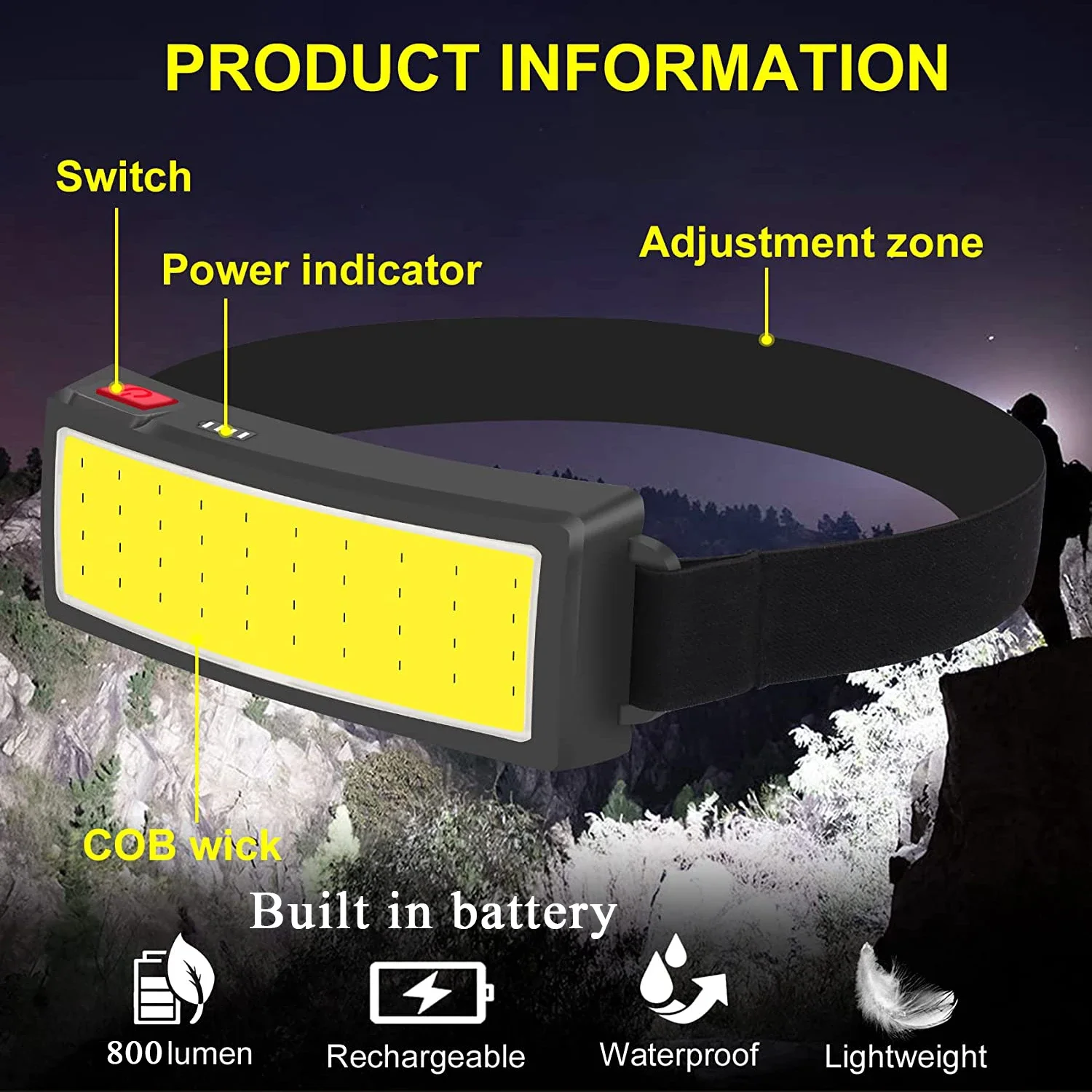 COB Portable LED Headlights Ou - Fishing Headlamp のレビューと価格