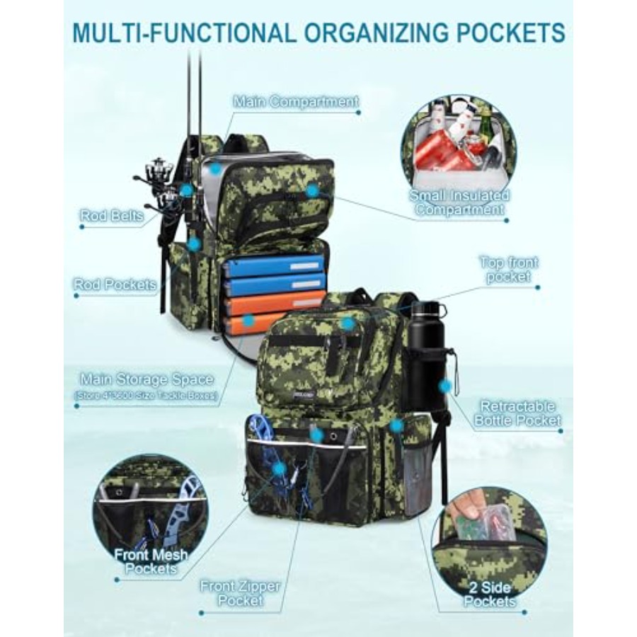 Fishing Backpack with Rod Hold - Fishing Equipment Usa のレビューと価格